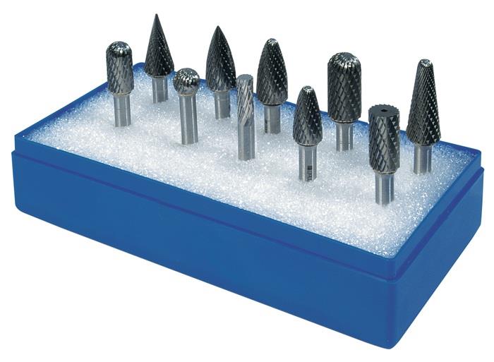 TECWERK  Frässtifte-Satz  Schaft-Ø 6 mm 10-teilig Hartmetall Kreuz Kunststoffkas