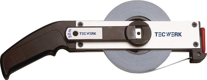 TECWERK 2000855420 Rahmenbandmaß L.30m Bandbr.13mm Acm EG II Alu.weiß Stahlmaßba