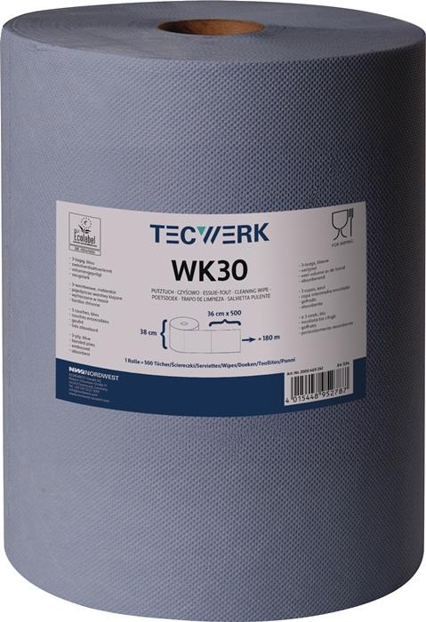 TECWERK  Putztuch WK 30 L.ca.360 mmxB.ca.380 mm blau 3-lagig, volumengeprägt