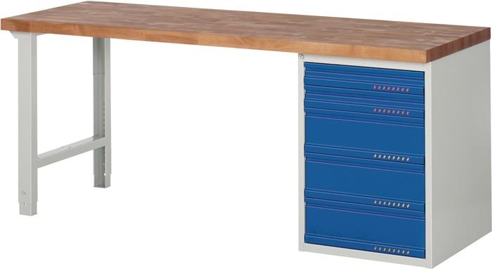 TECWERK 2000425530 Werkbank Ser.BK 650 B2000xT700xH840mm Buche massiv lichtgrau/