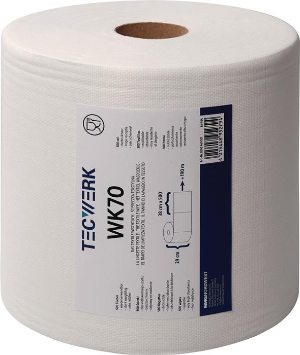 TECWERK 2000469501 Putztuch WK 70 L380xB290ca.mm weiß 1-lagig Rl.TECWERK 2000469