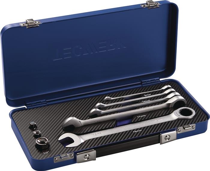 TECWERK  Knarrenringmaulschlüssel-Satz  8-teilig Schlüsselweiten 8-19 mm gerade