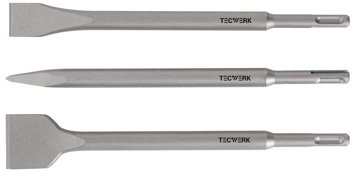 TECWERK  Einsteckwerkzeug-Set  SDS-plus 3-teilig in Kunststoffbox Länge 250 mm