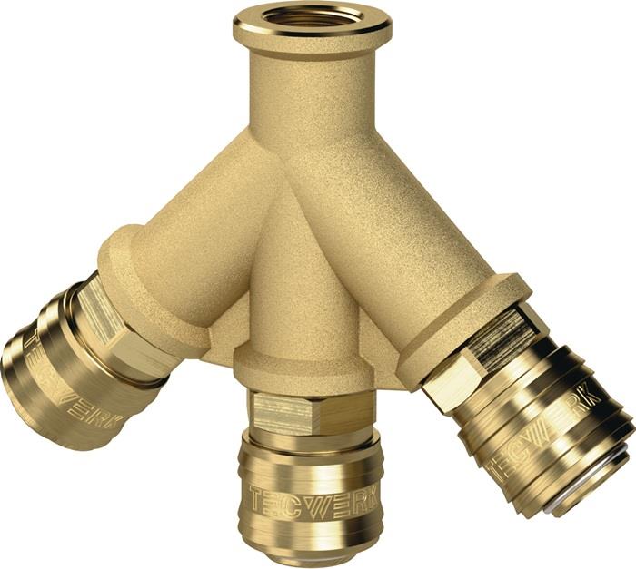 TECWERK 2000351949 Verteiler Gew.G 1/2 Zoll/19,17mm IG,3 Kupplungen DN 7,2 TECWE