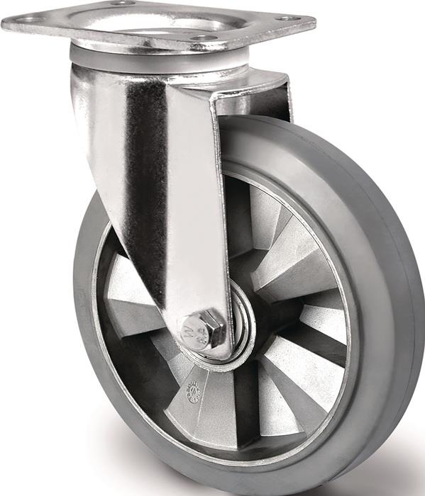 TECWERK  Schwerlastlenkrolle D.250mm Trgf.500kg Lenkrolle Elastikgummi   stabile