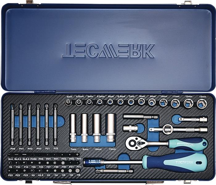 TECWERK  Steckschlüssel-Satz  61-teilig 1/4 '' Schlüsselweiten 4-13 mm Anzahl Zä