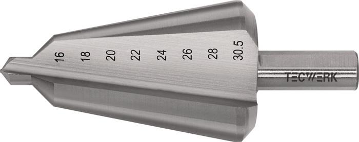 TECWERK  Blechschälbohrer  Bohrbereich 16-30,5 mm HSS Gesamtlänge 76 mm Schneide