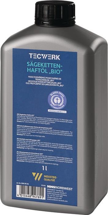 TECWERK 2000355324 Sägekettenhaftöl BIO 52 mm²/s (bei 40GradC) 1l Flasche TECWER