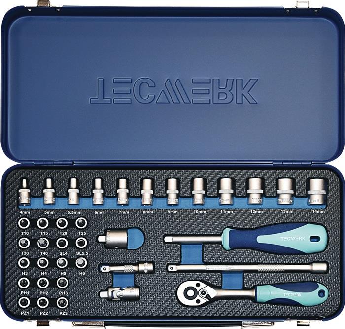 TECWERK  Steckschlüssel-Satz  36-teilig 1/4 '' Schlüsselweiten 4-14 mm Anzahl Zä